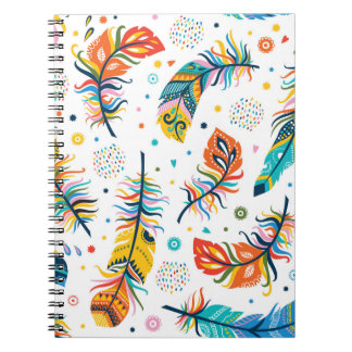 Boho Stil, nahtloses Federmuster. Notizblock