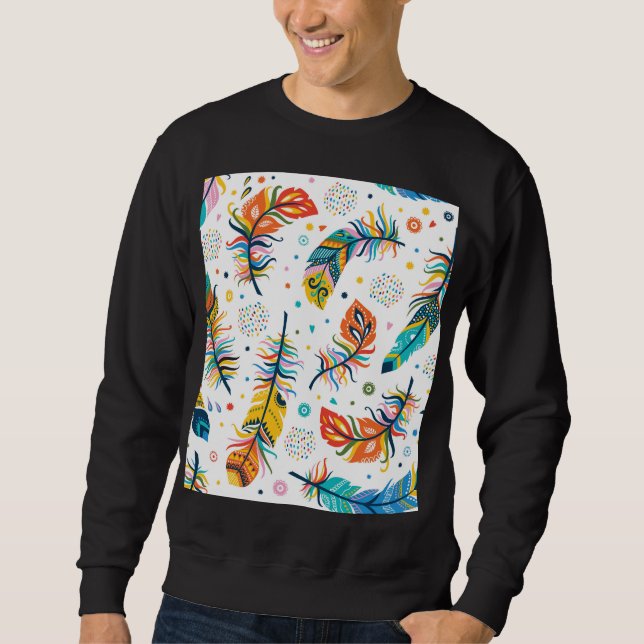 Boho Stil, nahtloses Federmuster. Sweatshirt (Vorderseite)