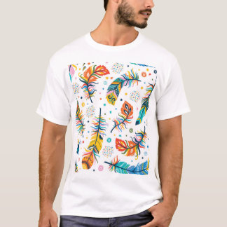 Boho Stil, nahtloses Federmuster. T-Shirt