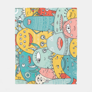 Boho Stil niedliche Monster, nahtlos. Fleecedecke