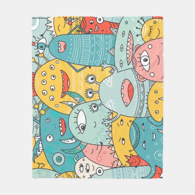Boho Stil niedliche Monster, nahtlos. Fleecedecke (Vorderseite)