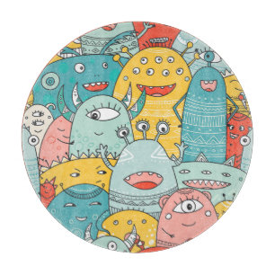 Boho Stil niedliche Monster, nahtlos. Schneidebrett