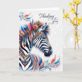 Boho-Stil-Zebrafedern-Denk-an-dich-Leerkarte Karte