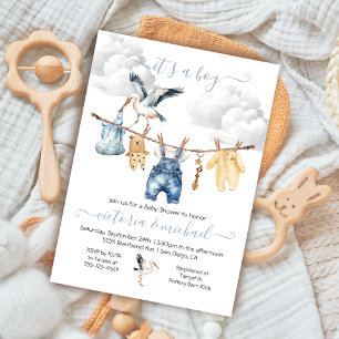 Boho Stork Babydusche Einladung