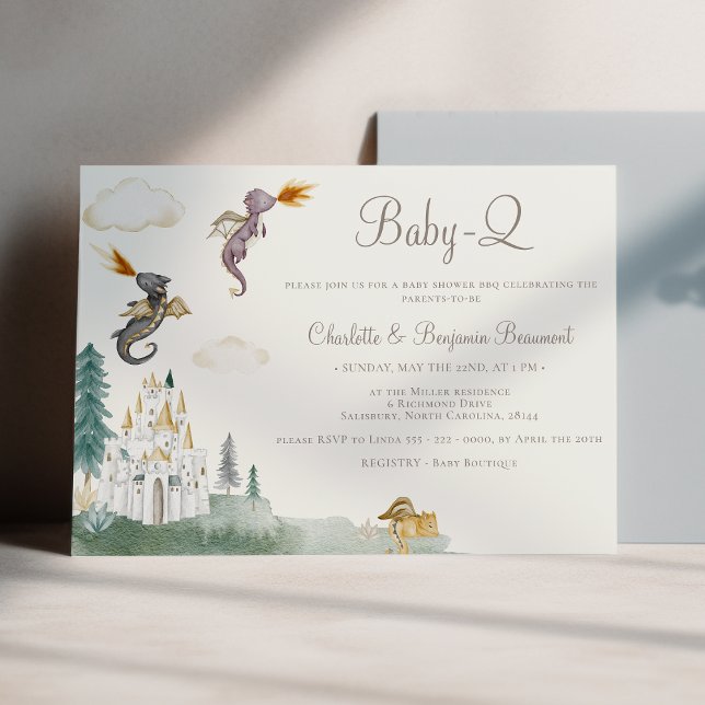 Boho Storybook Dragon Baby-Q GRILLEN Baby Shower Einladung (Von Creator hochgeladen)