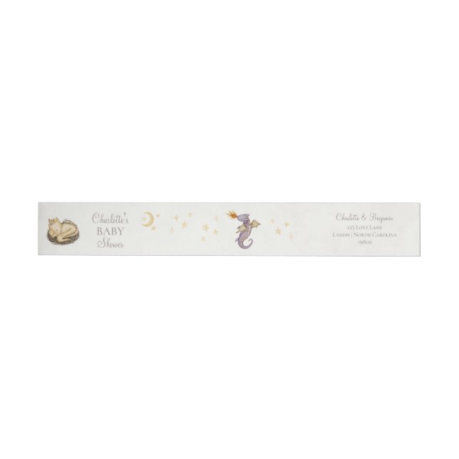 Boho Storybook Dragon Baby Shower Rücksendeadresse (Person)