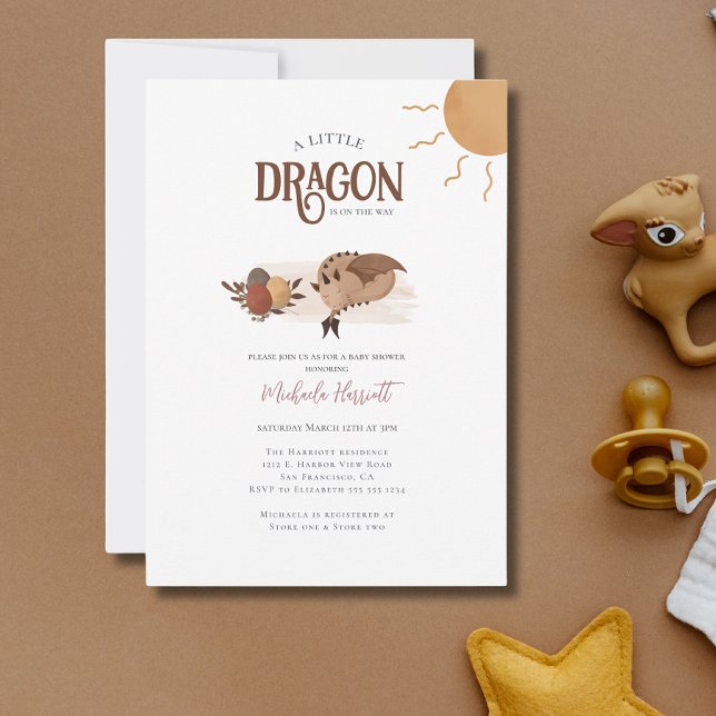 Boho Storybook Dragon ist auf dem Weg Baby Shower Einladung (Von Creator hochgeladen)