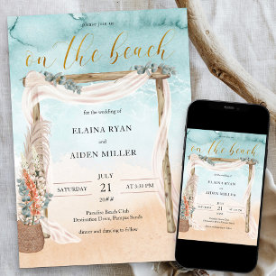 Boho-Strand-Arbor-Aquarell-Ufer-Hochzeit Einladung