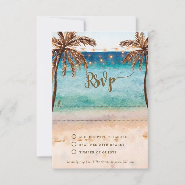 Boho Strand und Hochzeit Brautparty rsvp Karte (Vorderseite)