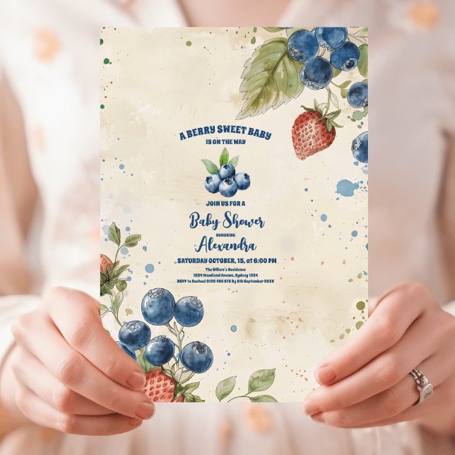 Boho Strawberry Berry Sweet Baby Shower Einladung (Von Creator hochgeladen)