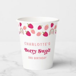 Boho Strawberry Berry Sweet Birthday Pappbecher
