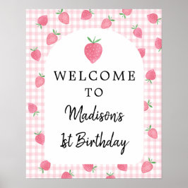 Boho Strawberry Berry Sweet Birthday Willkommen Poster