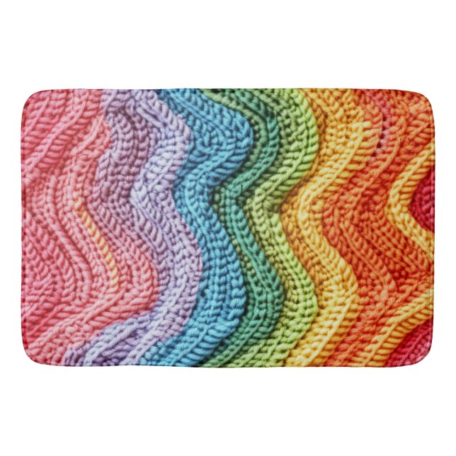 Boho Strickfarbige, gemütliche & kunsthandwerklich Badematte (Vorderseite)