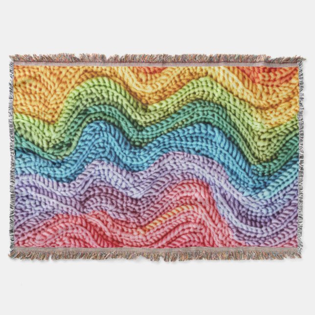 Boho Strickmuster Farbige, gemütliche & kunsthandw Decke (Vorderseite)
