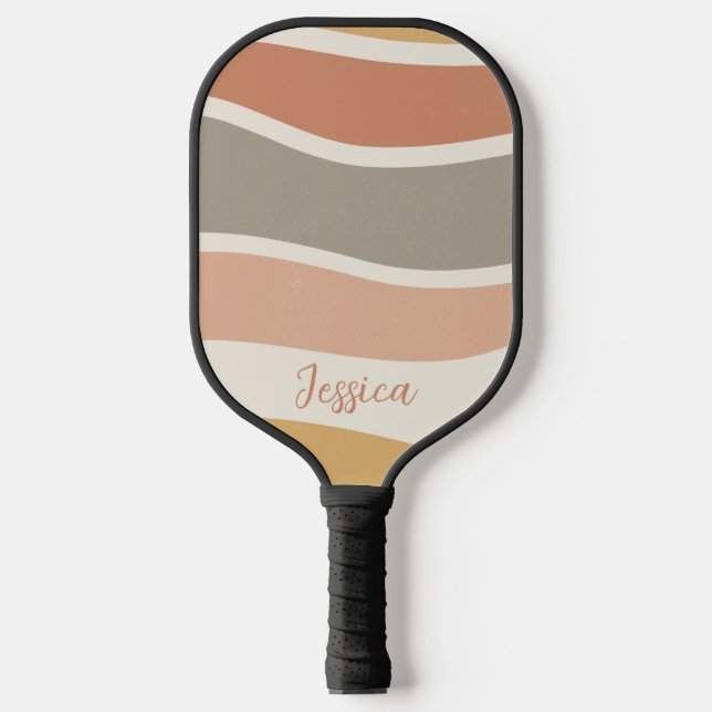 Boho Strip Pattern Individuelle Name Pickleball Pa Pickleball Schläger (Vorderseite)