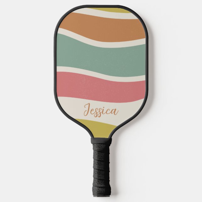 Boho Strip Pattern Individuelle Name Pickleball Pa Schläger (Vorderseite)