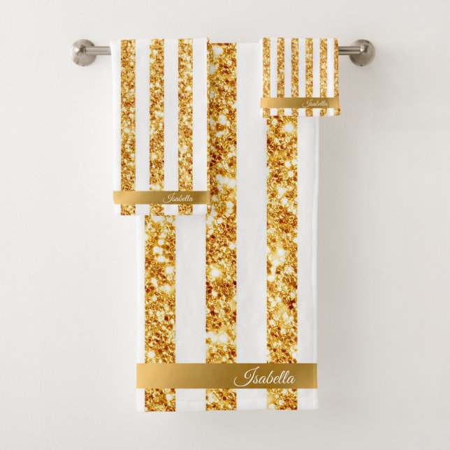 Boho Stripes Collection für den vertikalen Glitzer Badhandtuch Set (Insitu)