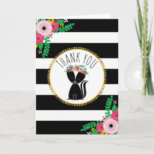 Boho Stripes Merci de Baby shower Skunk