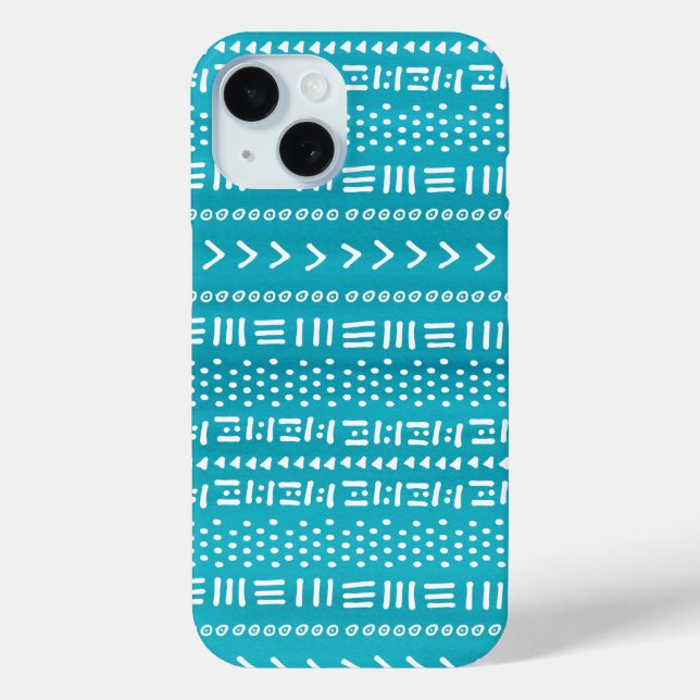 Boho Stripes Muster Türkis Blau Case-Mate iPhone Hülle (Rückseite)