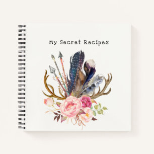 Boho Style anpassbare Rezepte SpiralNotebook Notizbuch