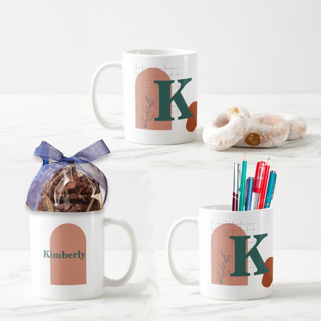 Boho Style Benutzerdefiniertes Monogramm und Name  Kaffeetasse (Von Creator hochgeladen)