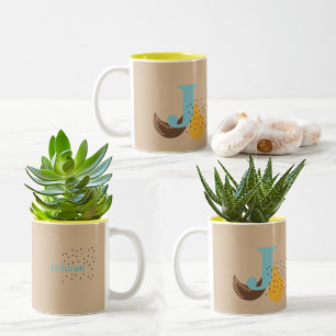 Boho Style Benutzerdefiniertes Monogramm und Name Zweifarbige Tasse