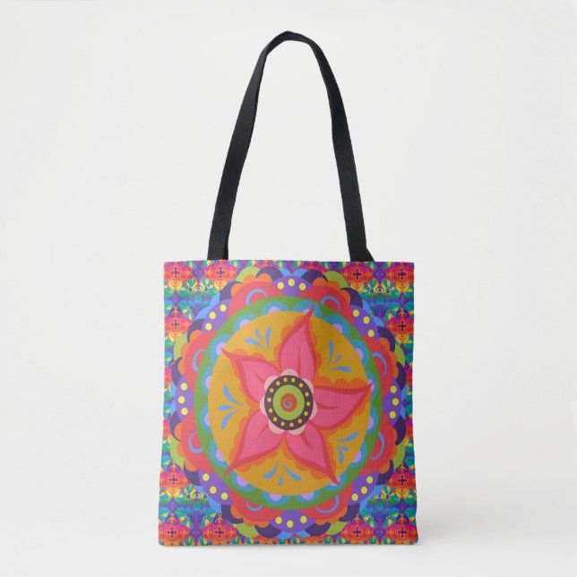 Boho Style | Coral Floral Motif Tasche (Vorderseite)