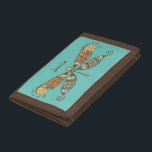 Boho Style Dragonfly Aquamarine Trifold Geldbörse<br><div class="desc">Stilvolle personalisierte Brieftasche mit gemusterter Libellen-Kunst auf aquamarinem Hintergrund (Farbe kann angepasst werden)</div>
