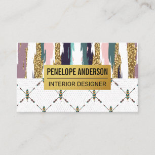 Boho Style   Feather Moderne Abstrakte Muster Visitenkarte