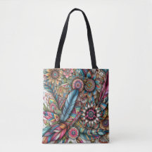 Boho Style Feathers und Blume in einer freudvollen