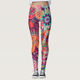 Boho Style Floral Pattern Hippie Frau Leggings