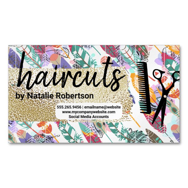 Boho Style | Gold gebürstet | Salon Tools Magnetische Visitenkarte (Vorderseite)