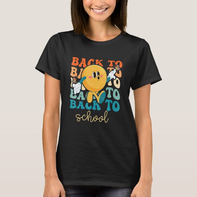 Boho Style Groovy Smile Back to School T-Shirt (Vorderseite)