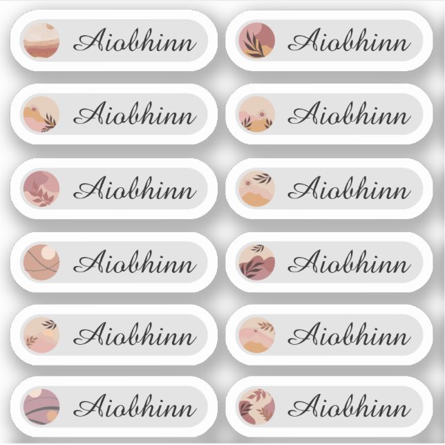 Boho Style Name Stickers Aufkleber (Vorderseite)