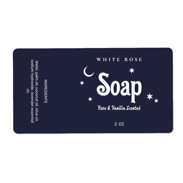 Boho Style Navy Blue Soap Labels (Vorne)