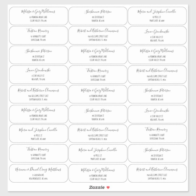 Boho Style Script Letters Guest Address Aufkleber (Blatt)