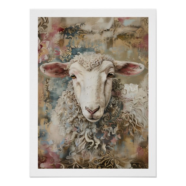 Boho Style Sheep Poster von PS Nature Designs (Vorderseite)