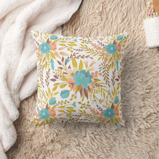 Boho Style Summer Wildblumen Monogram Kissen (Decke)