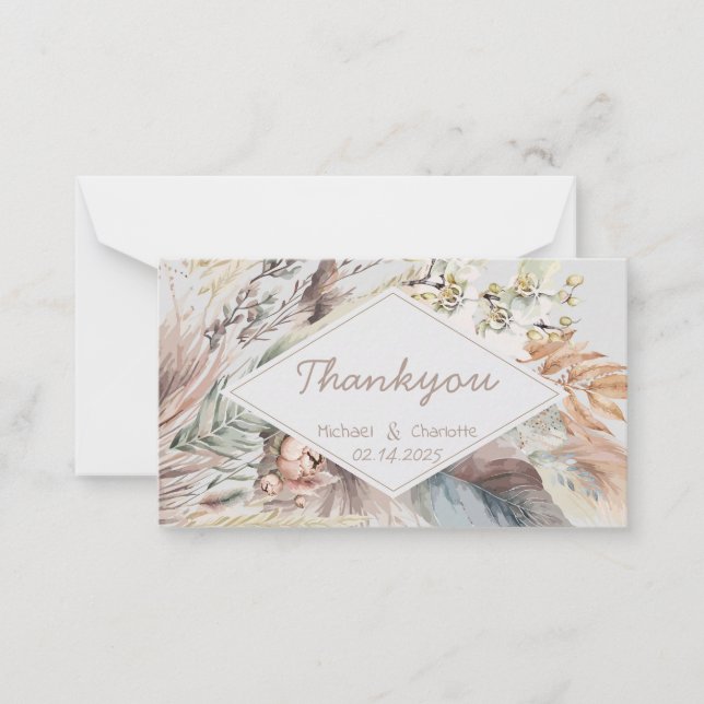 Boho Style Thankyou Mitteilungskarte (Vorderseite)