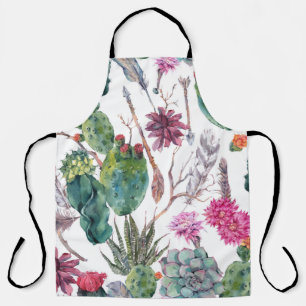 Boho Style, Vintag Cactus Watercolor. Schürze