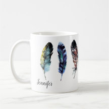 Boho Style Watercolor Feathers Personalisiert