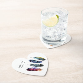 Boho Style Watercolor Feathers Wedding Untersetzer