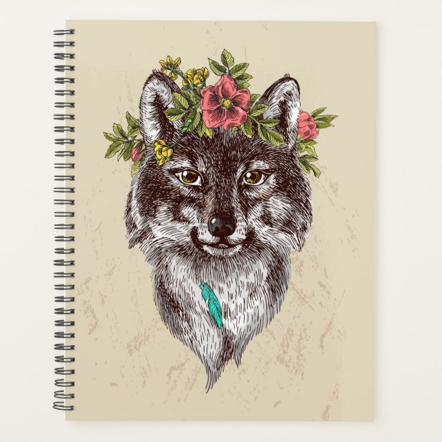 Boho Style Wolf Halo Portrait Planer (Vorderseite)