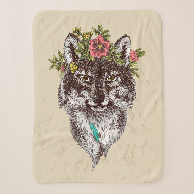 Boho Style Wolf Halo Portrait Sherpadecke (Vorderseite)