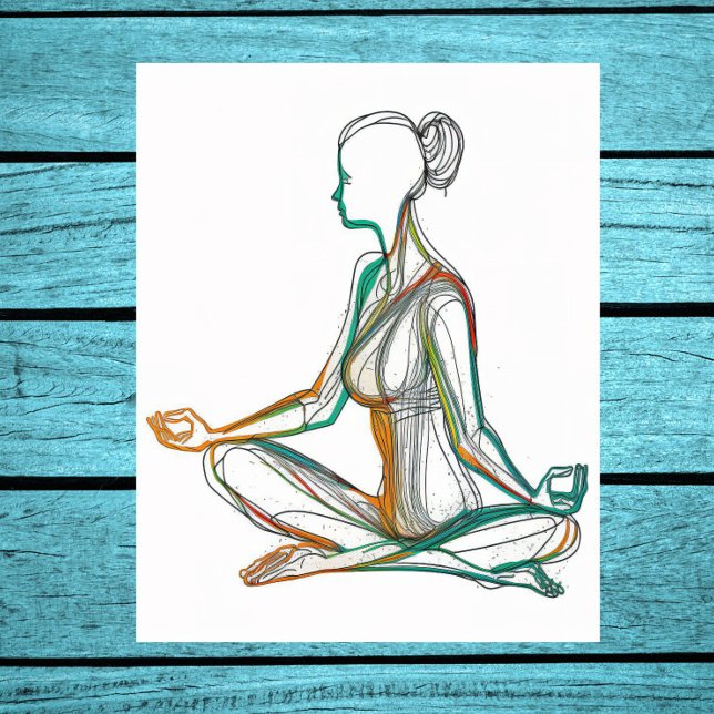 Boho Style Woman in Yoga Pose Single Line Art Post Poster (Von Creator hochgeladen)