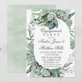 Boho Succulent Greenerity Engagement Party Einladung
