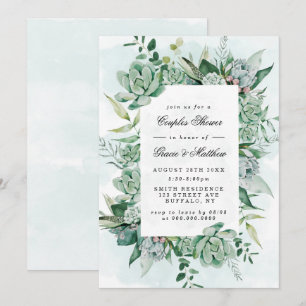 Boho Succulent verdure Couples douche Invitations