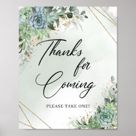 Boho succulents eucalyptus gold Danke für das Komm Poster