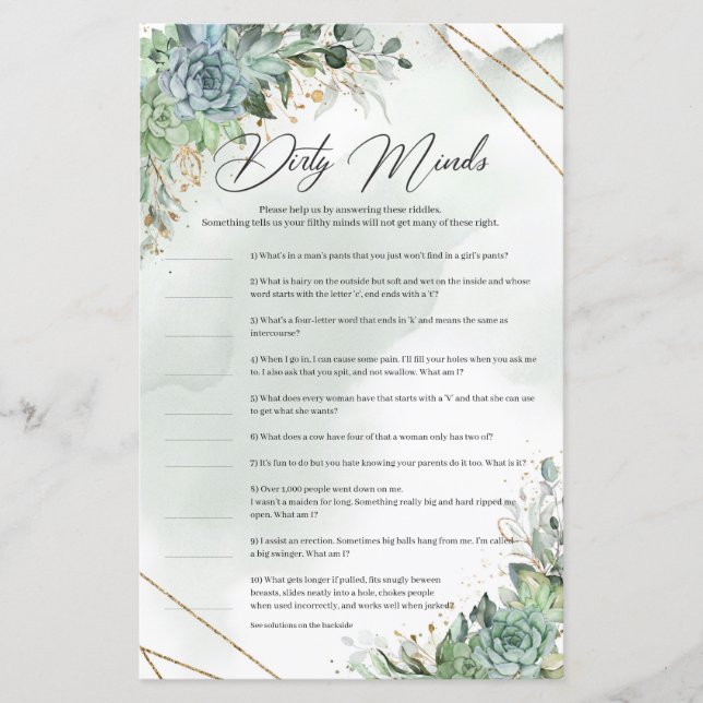 Boho succulents eucalyptus gold frame Dirty Minds (Vorderseite)