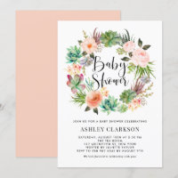 Boho Succulents Floral Wreath Baby Shower